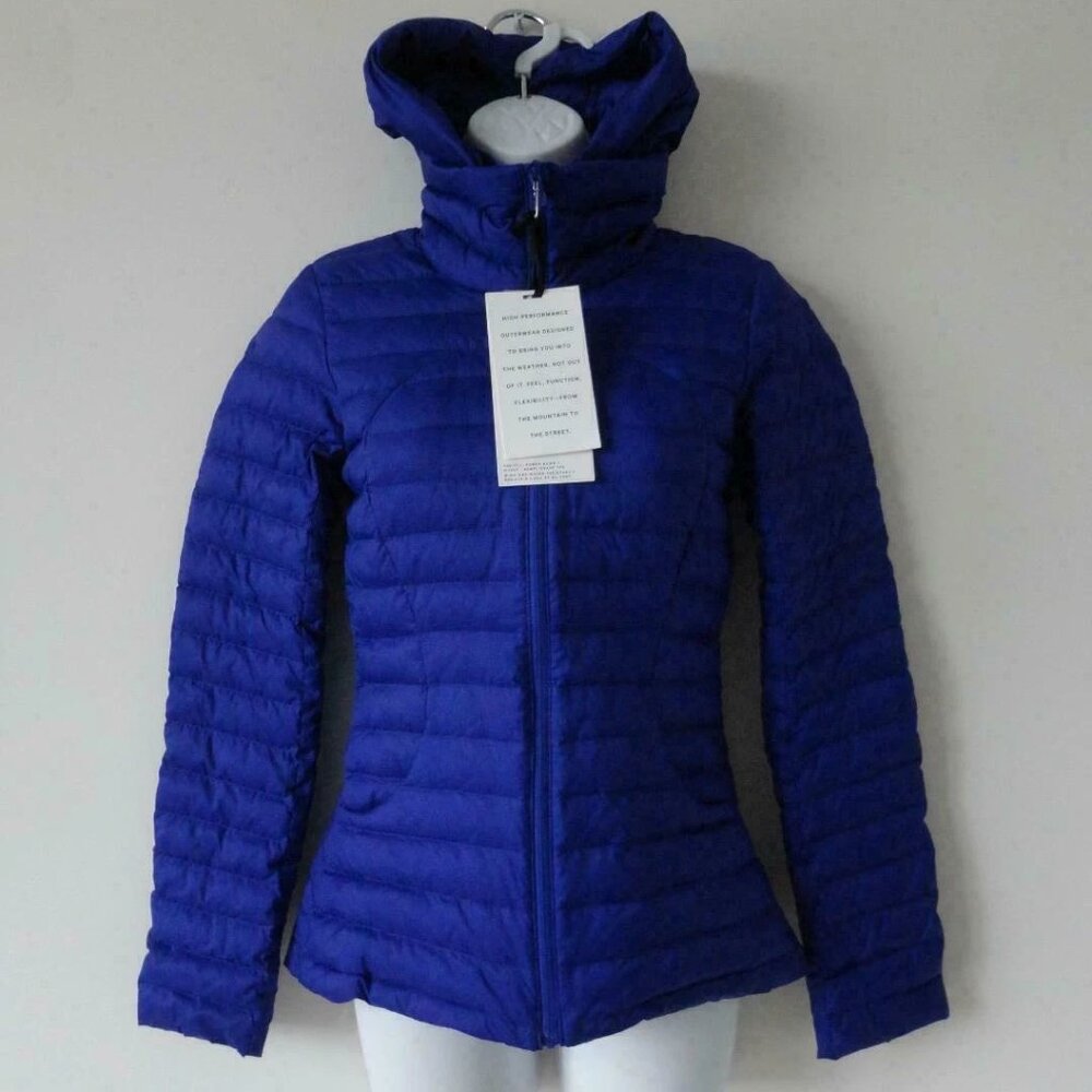 NWT LULULEMON LAZR Blue 700 Fill Pack It Down Again Removable Hoodie Jacket 4